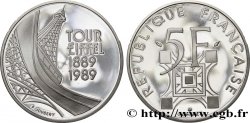 Belle Épreuve argent 5 francs Tour Eiffel 1989 Paris F5.1200 3 FDC68
