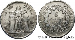5 francs Union et Force, Union desserré, seulement gland extérieur 1797 Paris F.291/6