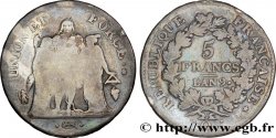 5 francs Union et Force, Union serré, avec glands intérieurs et gland extérieur 1801 Perpignan F./