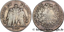 5 francs Union et Force, Union desserré, avec glands intérieurs et gland extérieur 1800 Bayonne F.291/39 var.