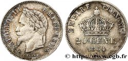 20 centimes Napoléon III, tête laurée, petit module 1864 Bordeaux F.149/3