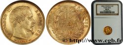 10 francs or Napoléon III, tête nue, petit module, tranche lisse 1854 Paris F.505/1