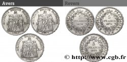 Lot de trois pièces de 5 francs Hercule : 1875 1876 1877 - Bordeaux F.334/16