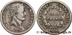 Demi-franc Napoléon Ier tête laurée, République française, buste fin 1808 Rouen F.177/3