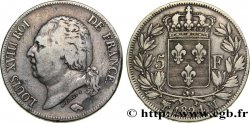 5 francs Louis XVIII, tête nue 1824 Marseille F.309/96