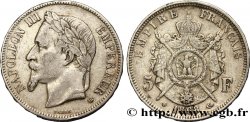5 francs Napoléon III, tête laurée 1868 Strasbourg F.331/13
