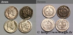Lot de quatre pièces de 1/4 franc Louis-Philippe n.d. n.l. F.166/-
