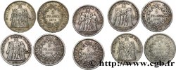 Lot de cinq pièces de 5 francs Hercule : 1873 1874 1875 1876 1877 - Paris F.334/9