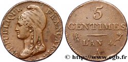 5 centimes Dupré, petit module 1796 Paris F.113/1