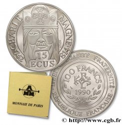 Belle Epreuve 15 écus / 100 francs Charlemagne 1990 Paris F.2000 1