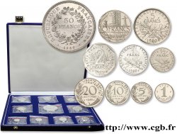 Coffret de 10 piéforts argent : 50, 10, 5, 2, 1 et 1/2 francs et 20, 10, 5 et 1 centimes 1980 Pessac GEM.292 CPA12