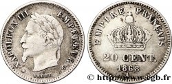 20 centimes Napoléon III, tête laurée, grand module 1868 Paris F.150/4