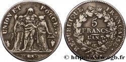 5 francs Union et Force, Union serré, seulement gland extérieur, petite feuille 1799 Perpignan F.288/122