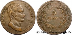Faux de 5 francs Bonaparte Premier Consul, grènetis fin 1804 Paris F.301/9 var.