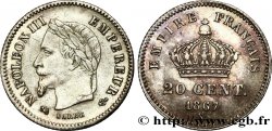 20 centimes Napoléon III, tête laurée, grand module 1867 Bordeaux F.150/3