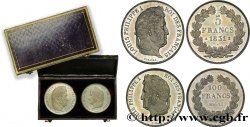 Boîte de deux essais de 5 francs et 100 francs en étain 1831 Paris G.660  SC64