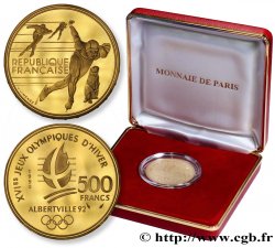 Belle Epreuve Or 500 francs - Patinage de vitesse / Marmotte 1990 Paris F5.1802 1