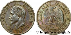 Deux centimes Napoléon III, tête laurée, buste provisoire 1861 Strasbourg F.108/2