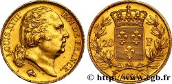 20 francs or Louis XVIII, tête nue 1824 Lille F.519/34