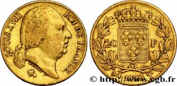 20 francs or Louis XVIII, tête nue 1820 Nantes F.519/22