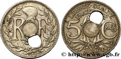 5 centimes Lindauer, petit module, trou décentré 1935 Paris F.122/18 var.