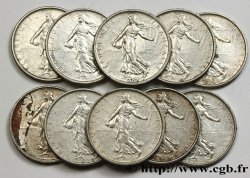 Lot de 10 pièces de 5 francs Semeuse, argent n.d. Paris F.340/-