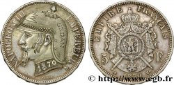 Monnaie satirique, 5 francs Napoléon III tête laurée, regravée 1870 Strasbourg F.331/17 var. EBC