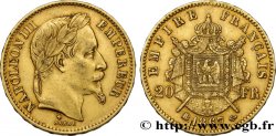 20 francs or Napoléon III, tête laurée, petit BB 1867 Strasbourg F.532/16