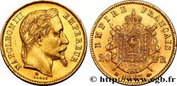 20 francs or Napoléon III, tête laurée 1867 Strasbourg F.532/16