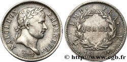 Quart (de franc) Napoléon Ier tête laurée, Empire français 1809 Paris F.162/1