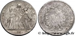 5 francs Union et Force, Union serré, avec glands, listel par virole 1796 Paris F.287/1
