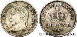 20 centimes Napoléon III, tête laurée, grand module 1868 Paris F.150/4