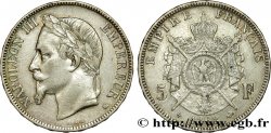 5 francs Napoléon III, tête laurée 1868 Strasbourg F.331/13