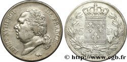 5 francs Louis XVIII, tête nue 1822 Rouen F.309/68