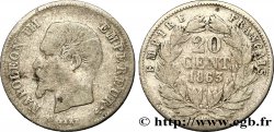 20 centimes Napoléon III, tête nue 1863 Strasbourg F.148/18