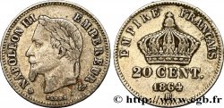 20 centimes Napoléon III, tête laurée, petit module 1864 Strasbourg F.149/2