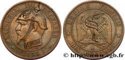 Dix centimes Napoléon III, tête nue, différent levrette, satirique 1853 Strasbourg F.133/4 var.