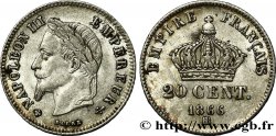 20 centimes Napoléon III, tête laurée, petit module 1866 Strasbourg F.149/5