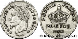 20 centimes Napoléon III, tête laurée, petit module 1866 Strasbourg F.149/5