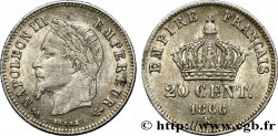 20 centimes Napoléon III, tête laurée, petit module 1866 Bordeaux F.149/6
