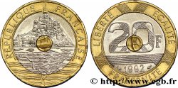 20 francs Mont Saint-Michel, 5 cannelures, V fermé 1992 Pessac F.403/2