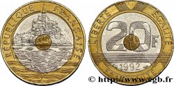 20 francs Mont Saint-Michel, 5 cannelures, \ / ouvert 1992 Pessac F.403/3