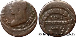 Cinq centimes Dupré, grand module, Frappe Décentrée 1797 Paris F.115/1