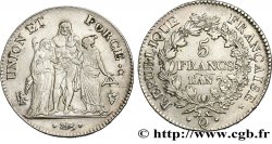 5 francs Union et Force, Union serré, seulement gland extérieur 1799 Perpignan F.288/118