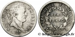 Demi-franc Napoléon Ier tête laurée, République française 1808 Paris F./