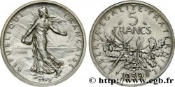 Essai-piéfort de 5 francs Semeuse, argent, grand 5 1959 Paris GEM.153 EP MS60