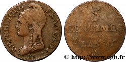 5 centimes Dupré, petit module 1796 Paris F.113/1