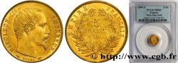 5 francs or Napoléon III, tête nue, petit module, tranche lisse 1854 Paris F.500/1 MS63 PCGS