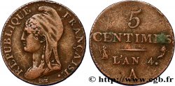 5 centimes Dupré, petit module 1796 Paris F.113/1