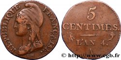 5 centimes Dupré, petit module 1796 Paris F.113/1